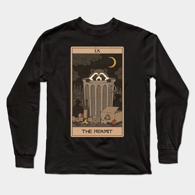 The Hermit -  Raccoons Tarot Long Sleeve T-Shirt by thiagocorrea